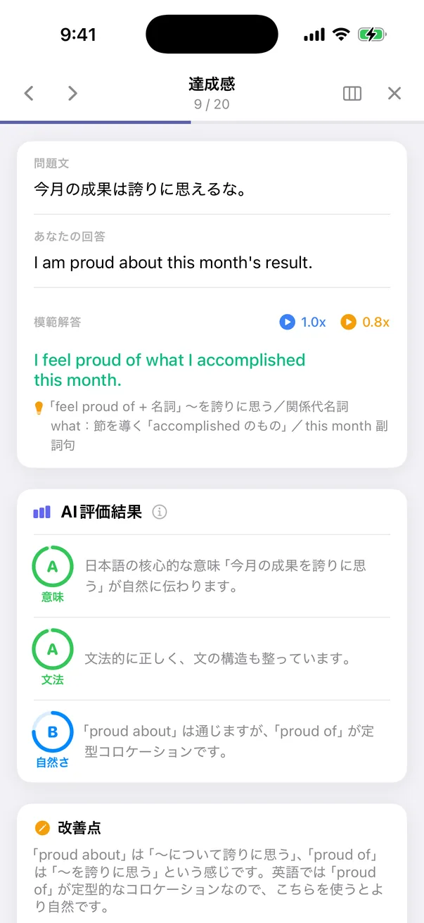 AI 評価結果1 — 意味・自然さ・文法の3観点評価